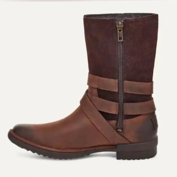 NWB UGG Brown Waterproof Lorna Bootie - Picture 2 of 3